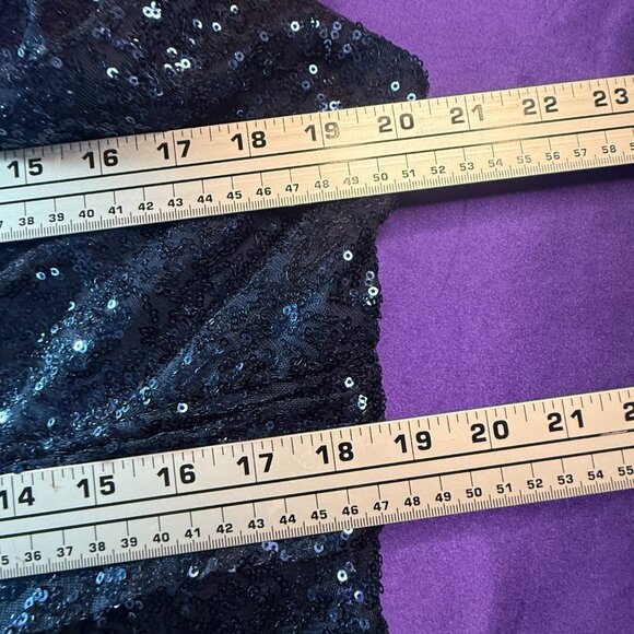 📌David's Bridal Sequin Navy Empire Waistline Bridesmaid - Formal  - Prom Dress - Picture 12 of 16